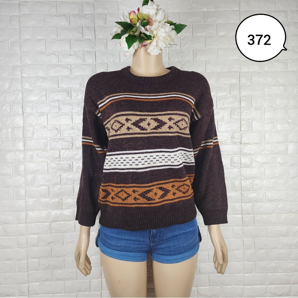 ravi oswal brown small knit sweater